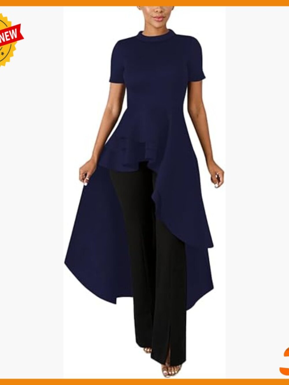 Casual Shirt Dress High Low Ruffle Hem Asymmetrical Peplum Tunic Top - Picture 1 of 7